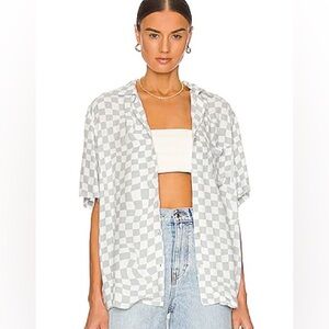 PISTOLA Lucy short sleeve button down checkered top